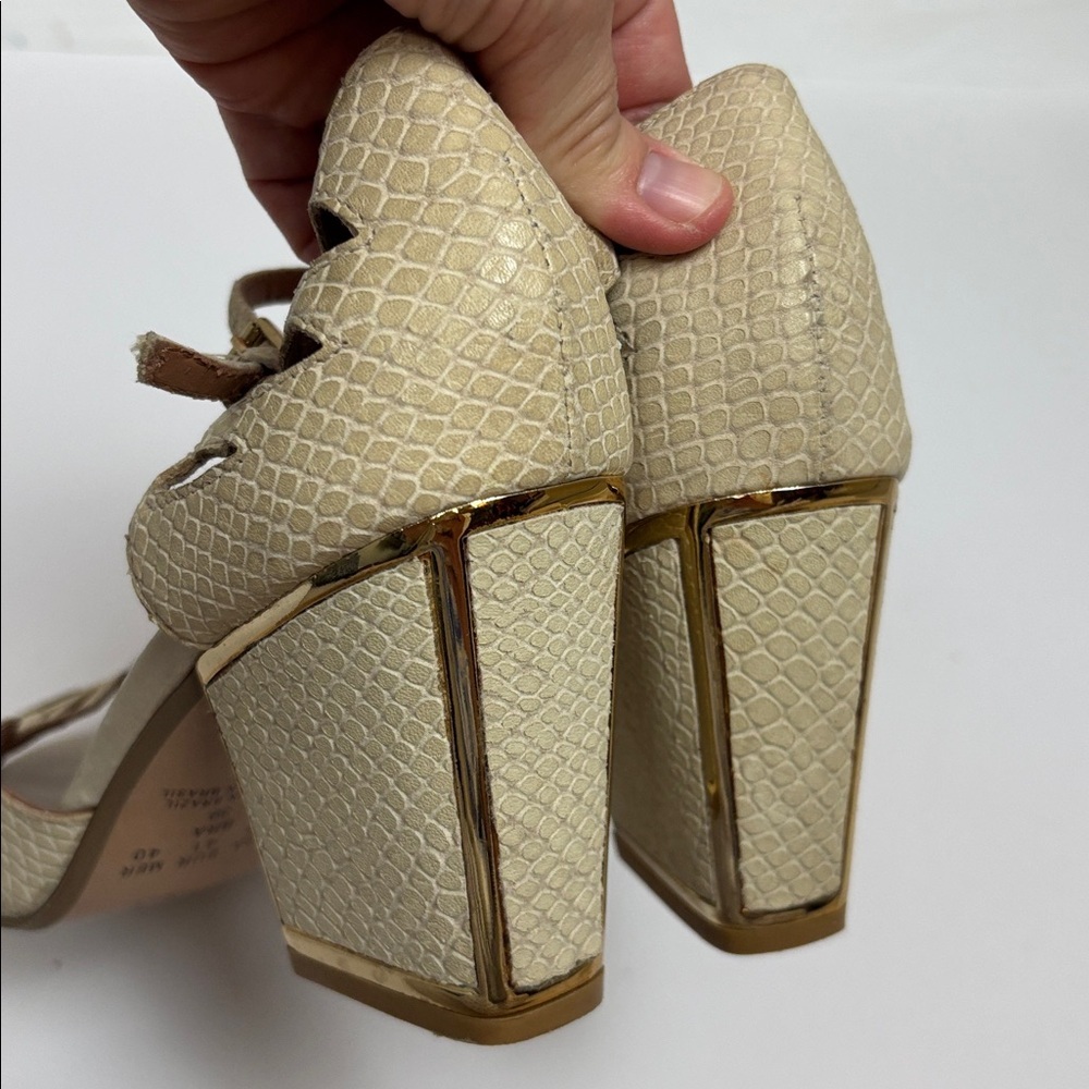 Klub Nico Elegant Beige Women's Chunky Cutout Heels - 10 - Picture 15 of 15